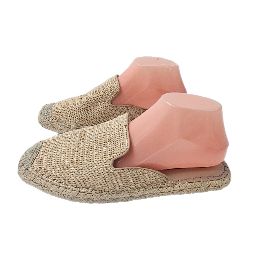 STEVEN Steve Madden High Raffia Espadrille Mule Slides Size 9 Woven Tan Shoe
